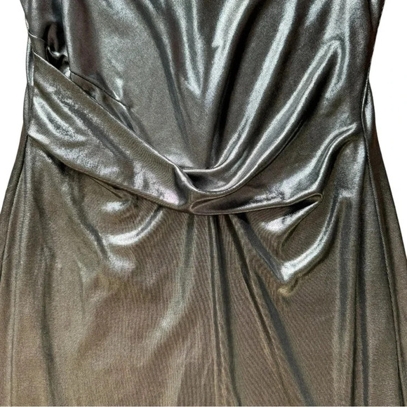 RACHEL Rachel Roy Iggy Draped Metallic Dress Mini Silver Combo Sleeveless Size M - Picture 7 of 10